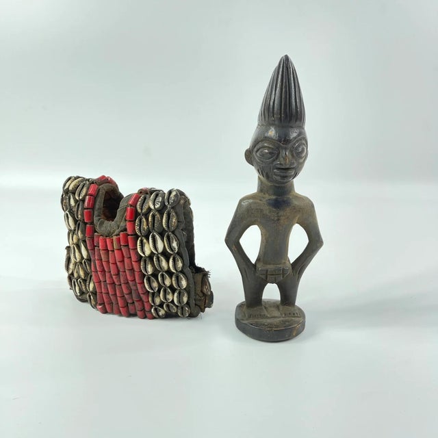 Black Early 20th Century Yoruba Ibeji Figure with Cowrie Shell Vest Nigeria For Sale - Image 8 of 8