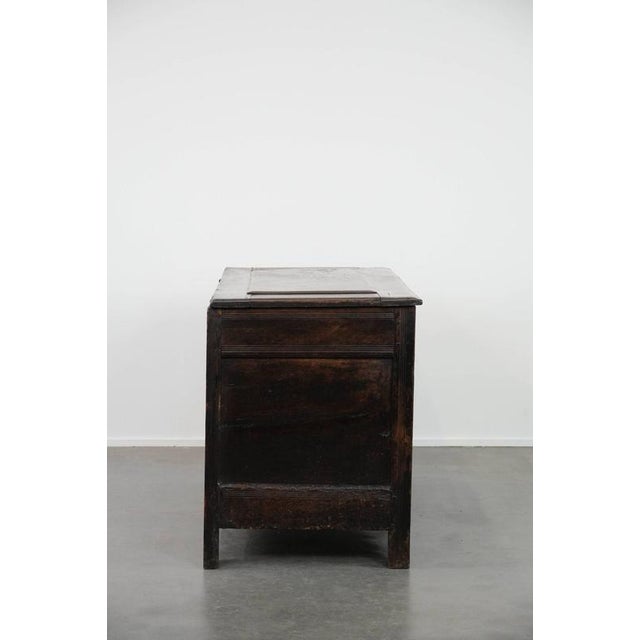 Large Antique English Panelled Oak Chest, 18th Century For Sale - Image 4 of 16