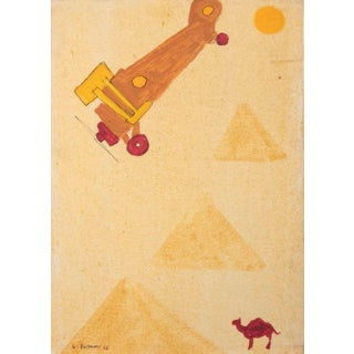 Lillo Bartoloni, The Camel and The Airplane, Oil on Canvas, 1986 For Sale