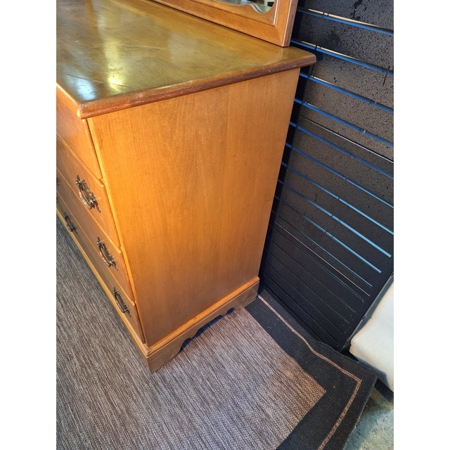 Tan 1970s Baumritter Ethan Allen Maple 9 Drawer Dresser With Matching Mirror For Sale - Image 8 of 12