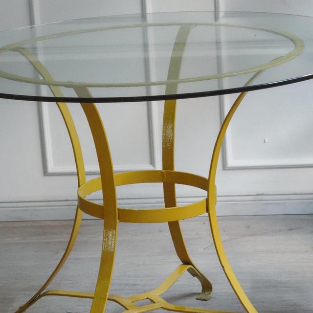 Metal French Iron and Glass Garden Table with Folding Chairs, 1960, Set of 3 For Sale - Image 7 of 18