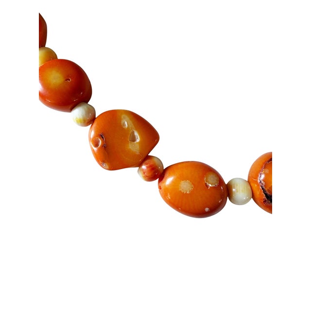 Vintage Chunky Natural Salmon Coral Necklace 9.5" H For Sale - Image 9 of 12