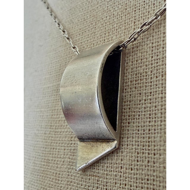 Postmodern Sterling Silver 925 Minimalist Pendant on Long Necklace, 2 Pieces For Sale - Image 10 of 16
