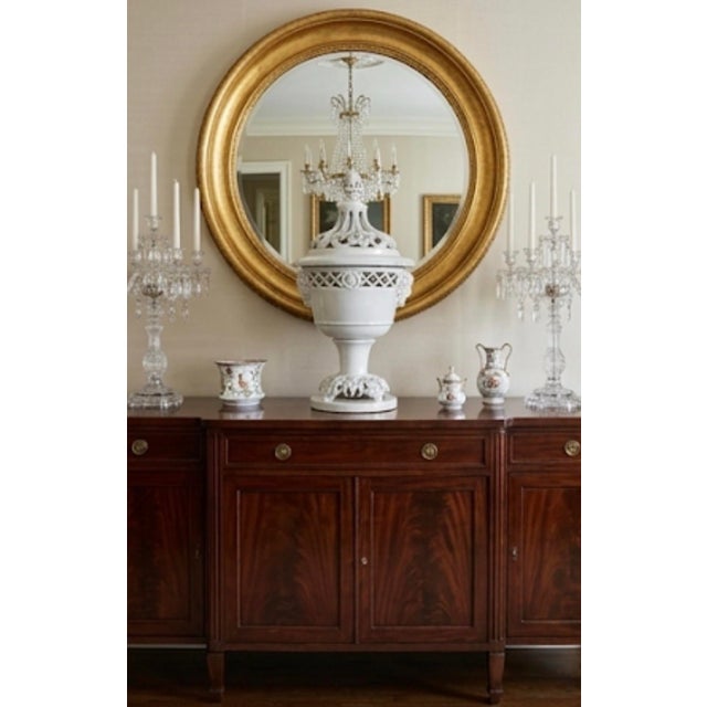 Large Mid-Century Italian White Glazed Ceramic Covered Urn With Cherub Medallions For Sale - Image 9 of 11