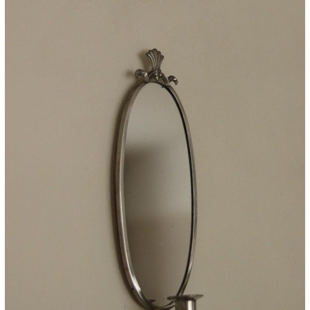 Mid-Century Modern Mid-Century Swedish Pewter Sconces with Mirrors, Set of 2 For Sale - Image 3 of 15