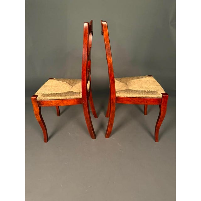 Wood Late 20th Century Country French Style Cabriole Leg Ladder Back Side Chairs, Pair For Sale - Image 7 of 10