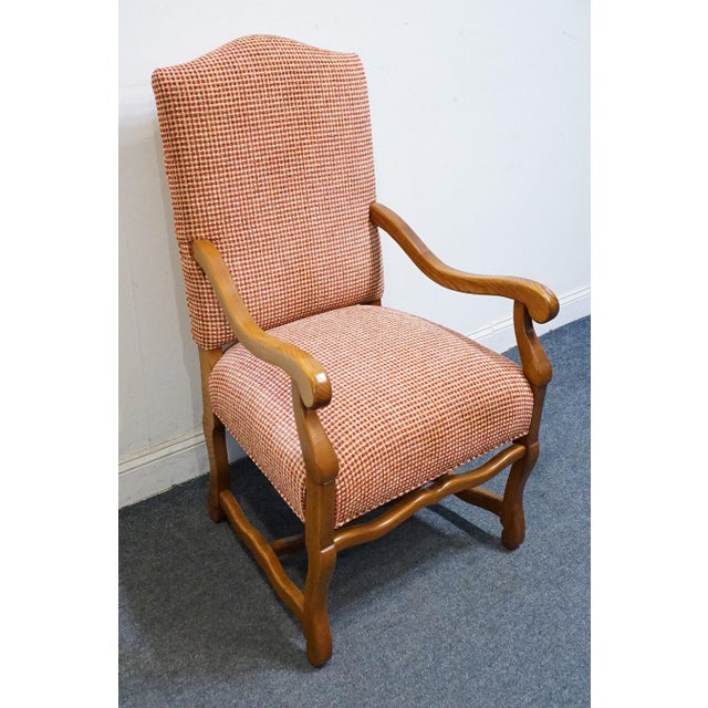 Pearson Furniture Solid Ash Country French Accent Lounge Arm Chair W. Brick Red Basketweave Upholstery 01422-00 For Sale - Image 4 of 11