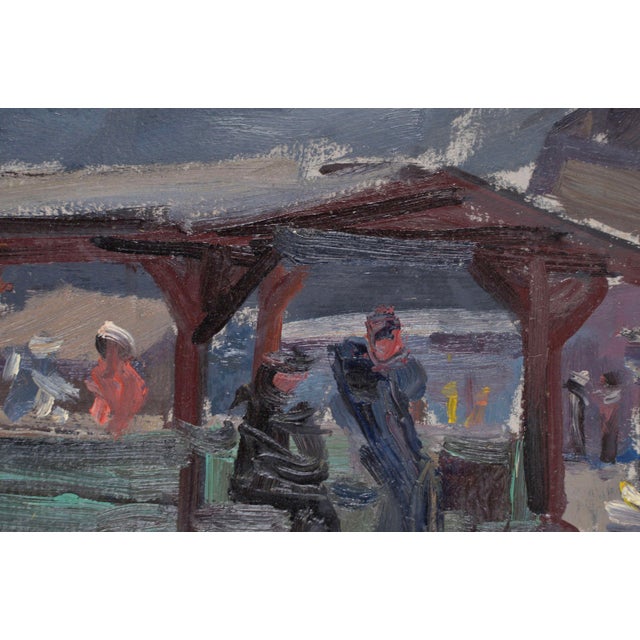 Laimonis Bubieris, Market in Jelgava. 1960s, 1960s, Oil on Cardboard For Sale - Image 4 of 5