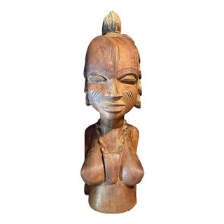 Mid-Century Modern Ethnic Hand Carved Bust, 1960s For Sale