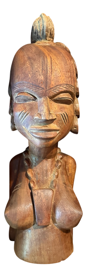 Mid-Century Modern Ethnic Hand Carved Bust, 1960s
