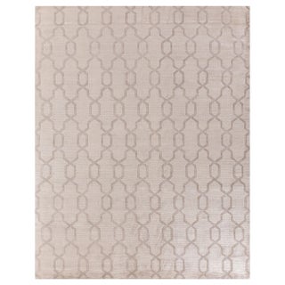 Cergy Hand loom Wool/Viscose Beige Rug-6'x9" For Sale