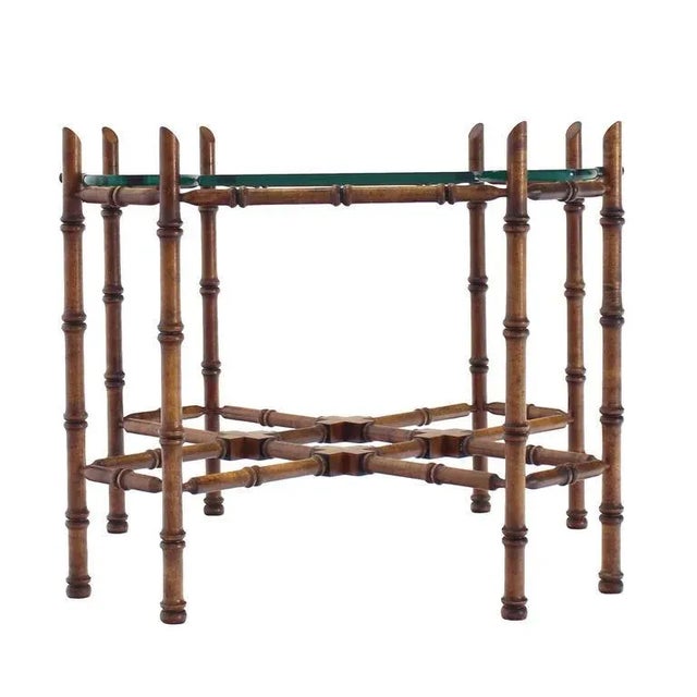 Transparent Vintage Mid Century Faux Bamboo Glass Top Side Table For Sale - Image 8 of 10