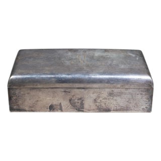 Monogrammed "M" Silver Plated Cigarette Box c.1950 For Sale