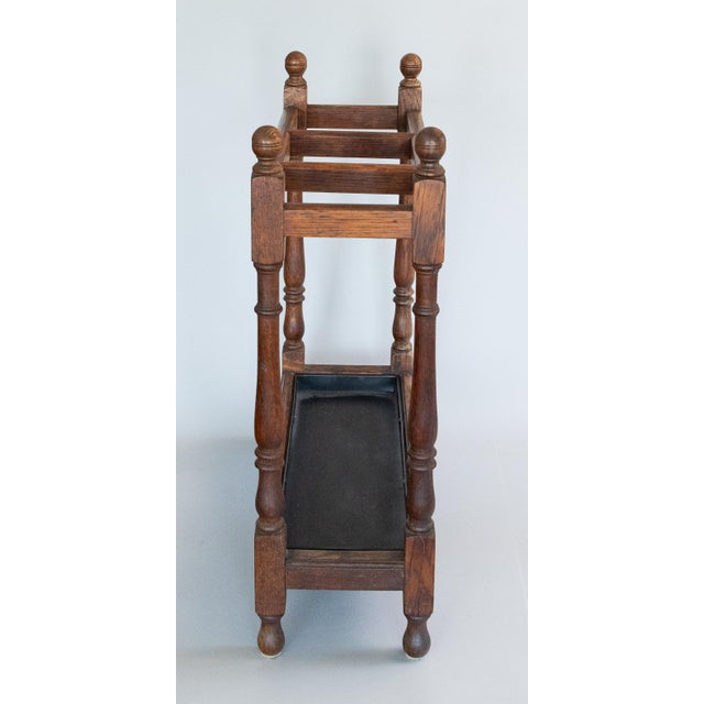 English Antique English Tiger Oak Umbrella Stick Stand For Sale - Image 3 of 10