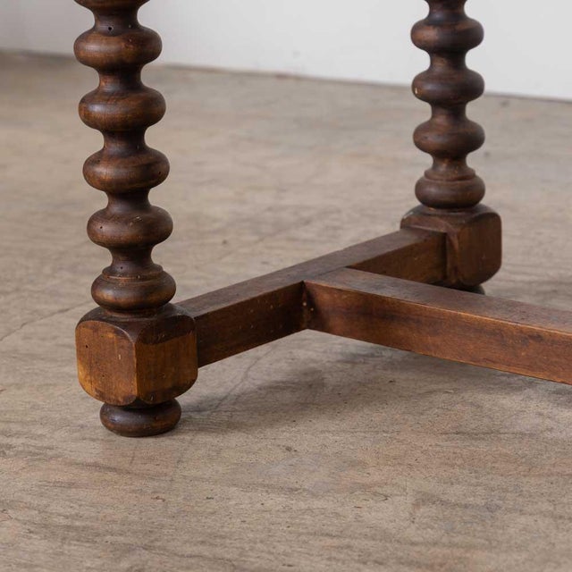 1940s French Wood and Woven Bobbin Stool For Sale - Image 12 of 13