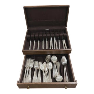 Vintage Silver-Plated Flatware Set for 12 With Chest For Sale