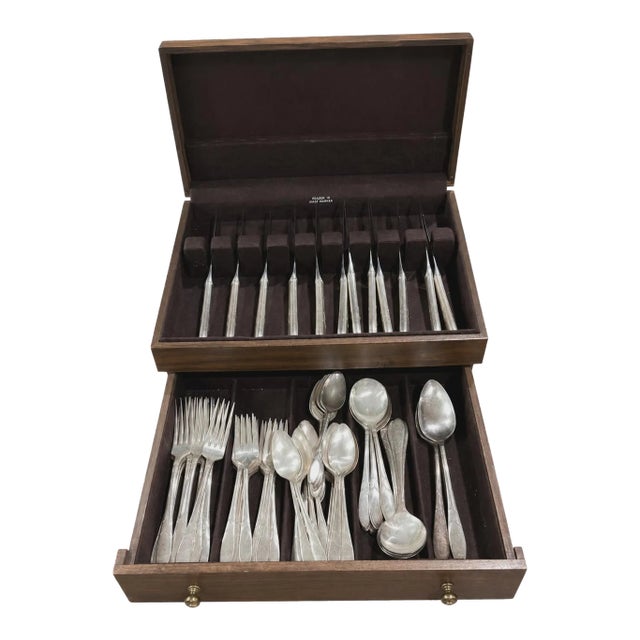 Vintage Silver-Plated Flatware Set for 12 With Chest For Sale