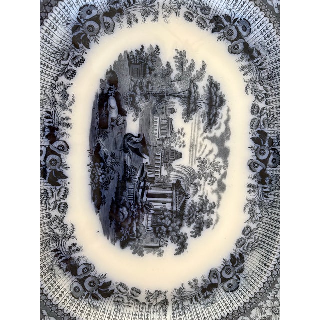 Mid 19th Century Antique Mid-19th Century Ridgways “Grecian” Blue Transferware Graduated Platters (15”, 17”, & 19”) - Set of 3 For Sale - Image 5 of 12
