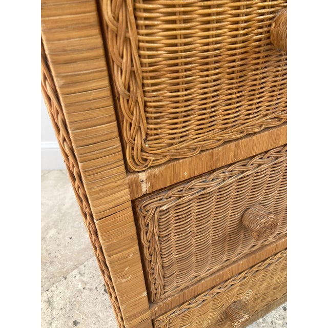 Boho Chic Rattan Wicker 3 Drawer Chest Dresser For Sale - Image 11 of 13