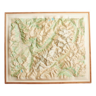 Vintage French Raised Relief Map of Mont Blanc Massif, 1970s For Sale