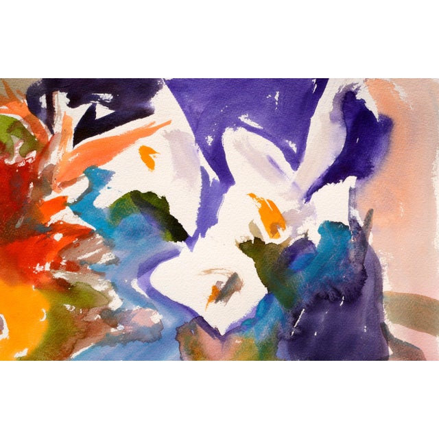 Abstract Vintage Abstracted Still Life With Calla Lilies and Birds of Paradise by Les Anderson For Sale - Image 3 of 5