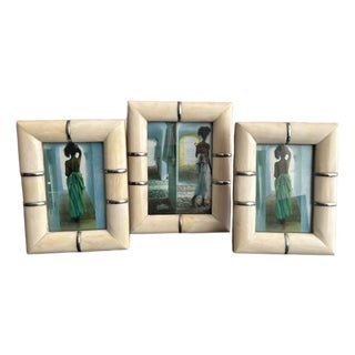 Set of 3, Bone and Metal Picture Frames For Sale