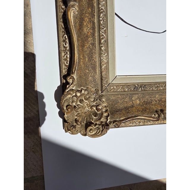 Antique Wood Frame With Carved Gesso Details and Painted Finish For Sale - Image 10 of 18