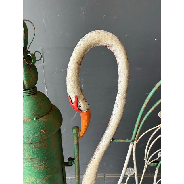Art Nouveau Whimsical Cast Metal Swan Double Garden Gate - a Pair For Sale - Image 3 of 10