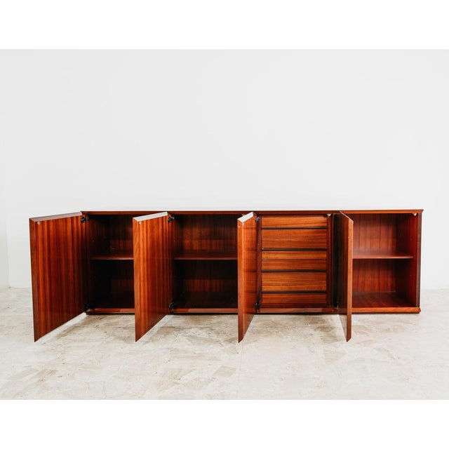 Mid-Century Lacquered Sideboard in Rosewood Zebrawood, 1970s For Sale - Image 3 of 13