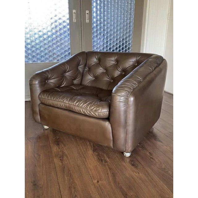 Brown Vintage Leather C610 Lounge Chair by Geoffrey Harcourt for Artifort, 1960s For Sale - Image 8 of 13