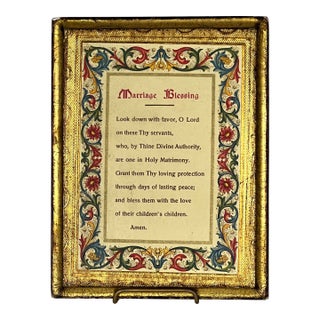Italian Mid Century Florentine “Marriage Blessing” Wall Plaque For Sale