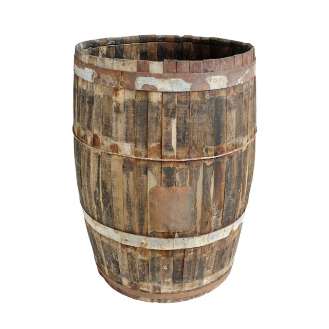 Vintage Wood & Iron Barrel For Sale