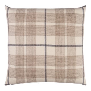 Schumacher Montana Wool Plaid 18" Pillow In Neutral For Sale