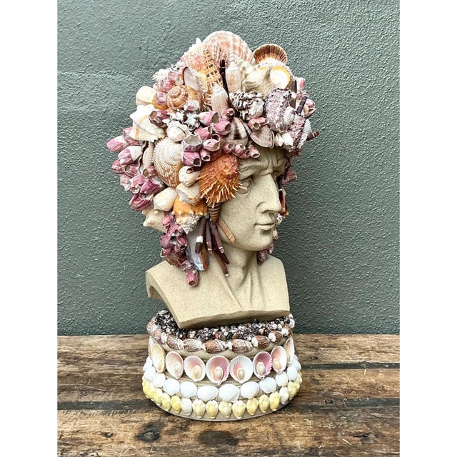 Late 20th Century Vintage Coastal Shell Embellished Bust For Sale - Image 5 of 12