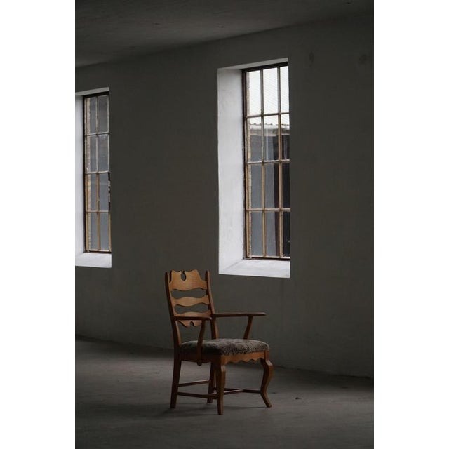 1960s Mid-Century Razorblade Armchair in Oak and Lambswool attributed to Henning Kjærnulf, 1960 For Sale - Image 5 of 18