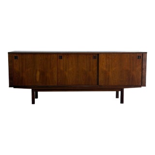 Rosewood Sideboard Long Sliding Door Credenza Denmark Mid-Century Modern 1960s For Sale
