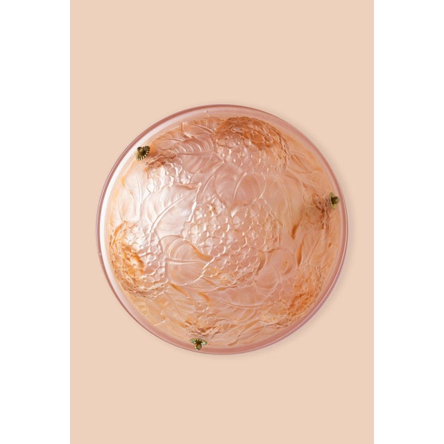 Pink Art Deco Style Ceiling Lamp in Pink Glass, 1930s-1940s For Sale - Image 8 of 9