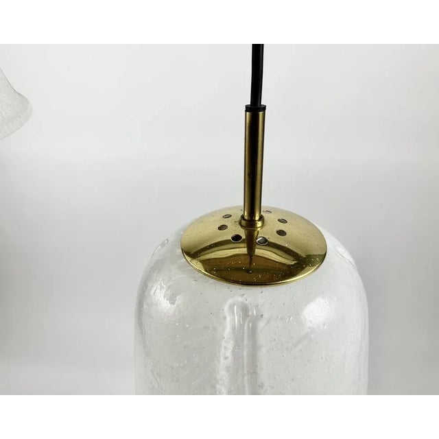 Blown Glass and Brass Pendant Lamp, Italy, 1970s For Sale - Image 6 of 11