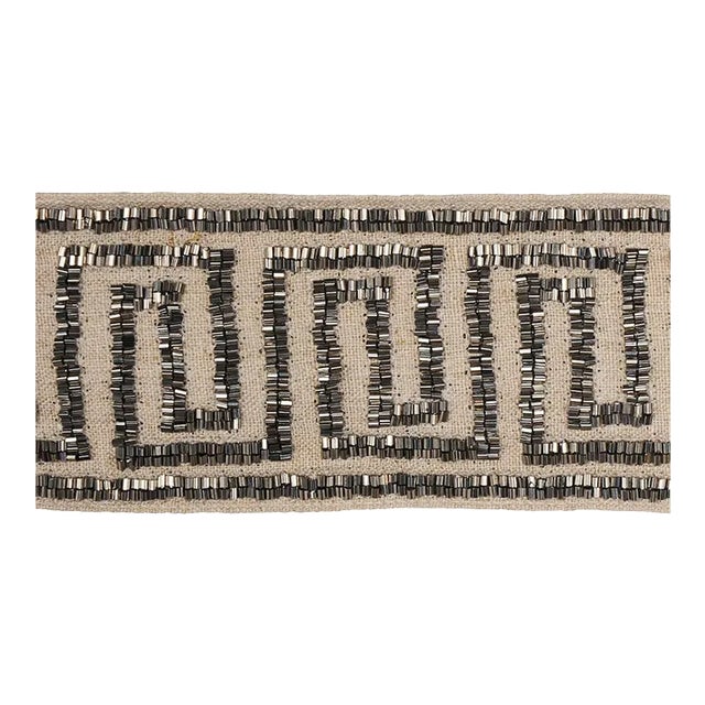 SAMPLE - Schumacher Delphi Beaded Tape In Mercury On Natural For Sale