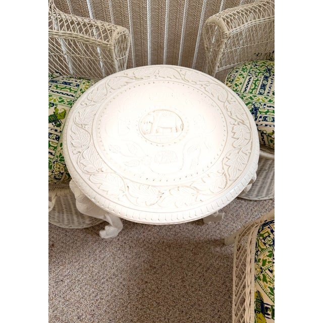 English Mid 20th Century Solid Wood Anglo-Indian Style Carved Elephant Table For Sale - Image 3 of 11