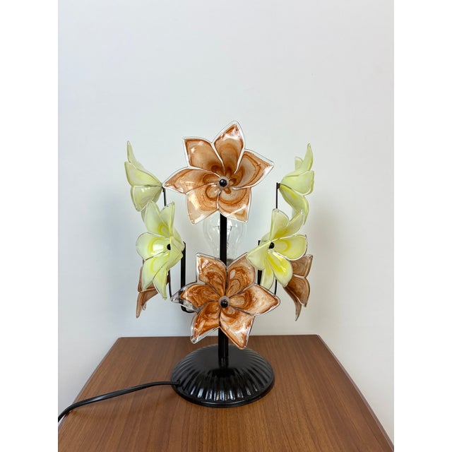 Vintage Italian Murano Style Floral Table Lamp For Sale - Image 15 of 16