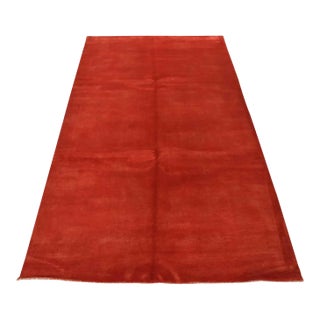 Solid Red Rug 6’3” X 10’5” Wool Contemporary Hand-Knotted Carpet For Sale