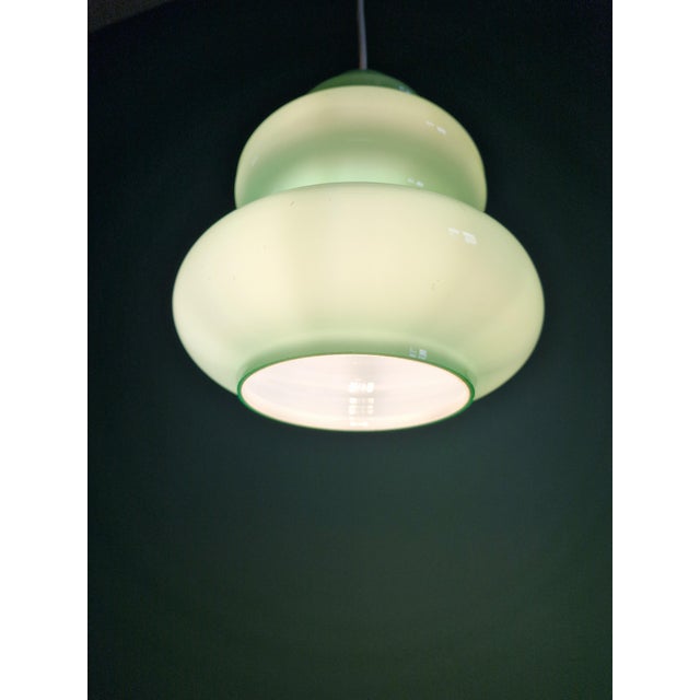 1960s Space Age Pendant Light in Blue-Green Opaline Glass, 1960s For Sale - Image 5 of 13