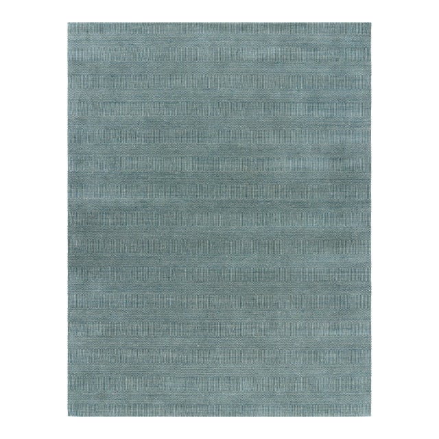 Rug & Kilim’s Modern Rug in Navy Blue and Cream With Striped Patterns For Sale