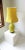 Mid 20th Century Bright Yellow Ceramic Chevron Chinoiserie Table or Desk Lamp With Silk Shade For Sale - Image 5 of 13