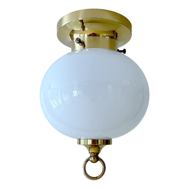 Vintage Glass and Brass Ceiling Light from Limburg For Sale