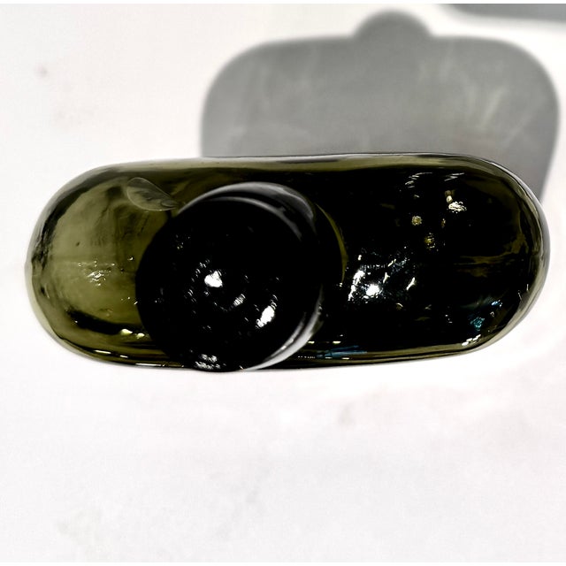 Olive Green Glass Apothecary Bottle With Original Glass Stopper Circa 1930’s For Sale In New York - Image 6 of 12