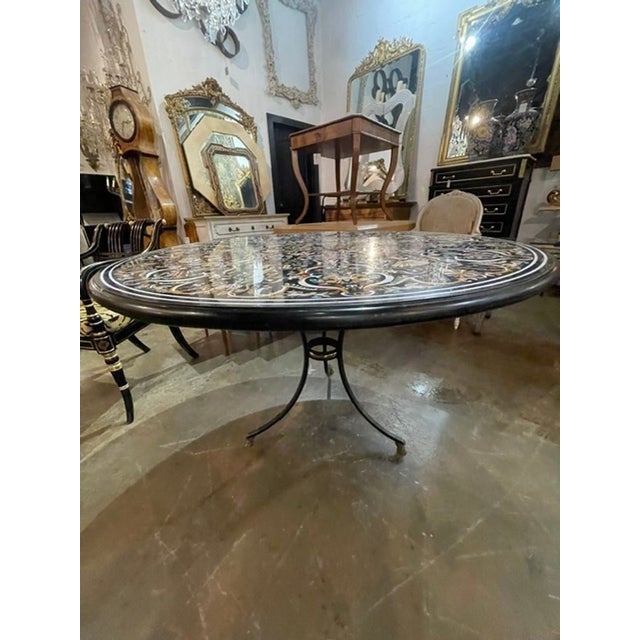 Italian Pietra Dura Inlaid Marble Center Table For Sale In Dallas - Image 6 of 9