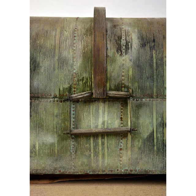 Italian iron trunk having a bronze wash signed Burchiellaro circa 1965. Ht: 22.5" Wd: 35.5" Dpth: 22.5"