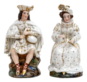 Antique French Perfume Holder Figures from Jacob Petit Manufactory, 1850, Set of 2